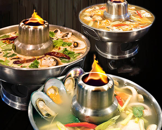 Image: Tom Yum Soup, SU2 Tom Kha, SU6 Spicy Seafood Soup
